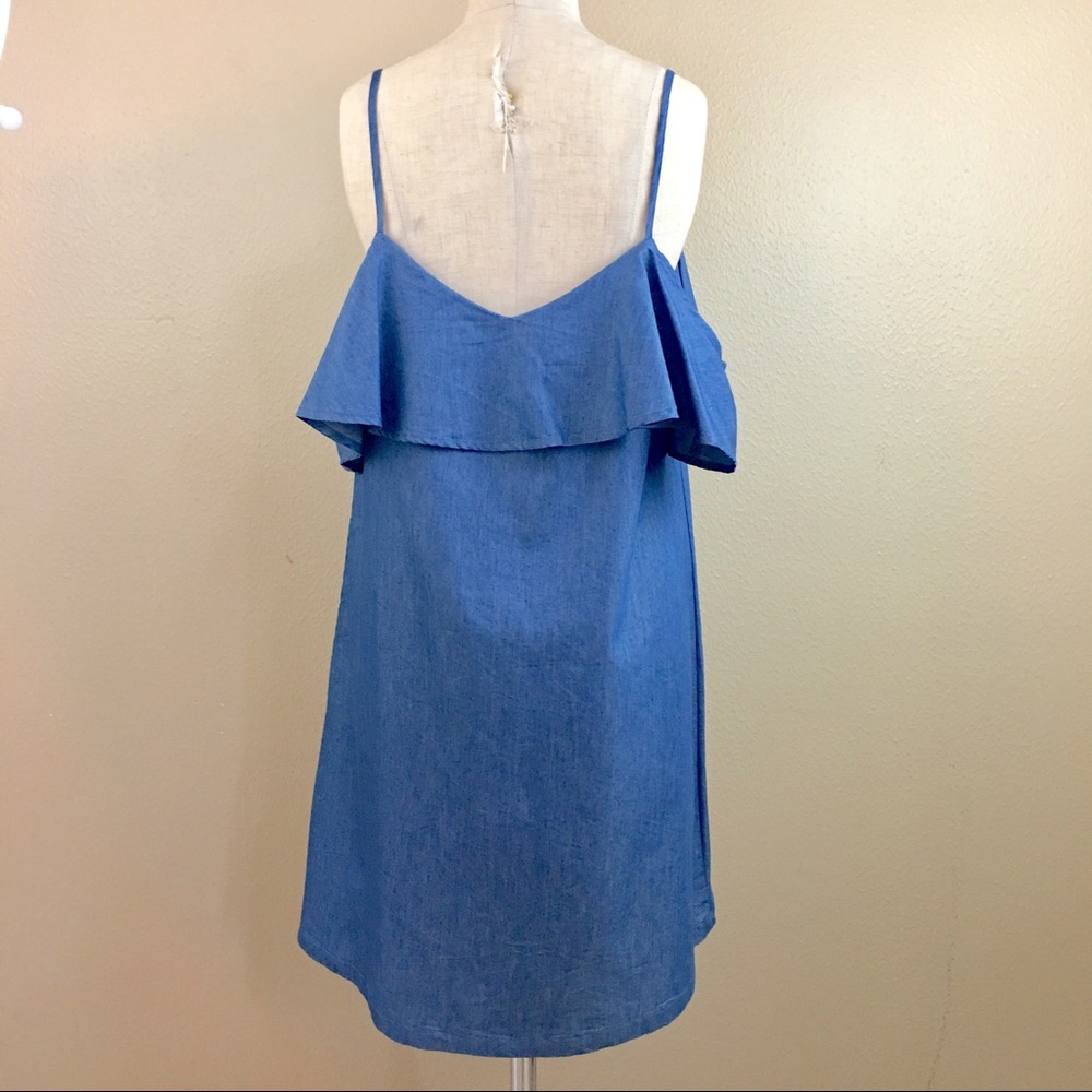 SOLD!!LAST ONE!!-Chambray Ruffle Tank Sheath Dress - Picture 6 of 7