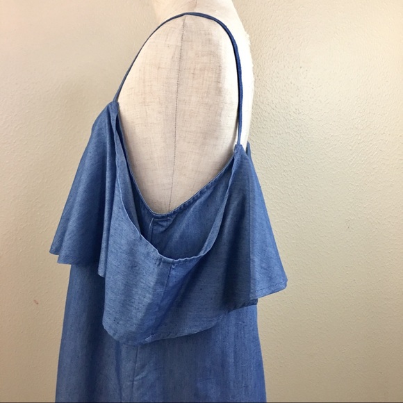 SOLD!!LAST ONE!!-Chambray Ruffle Tank Sheath Dress - Picture 7 of 7