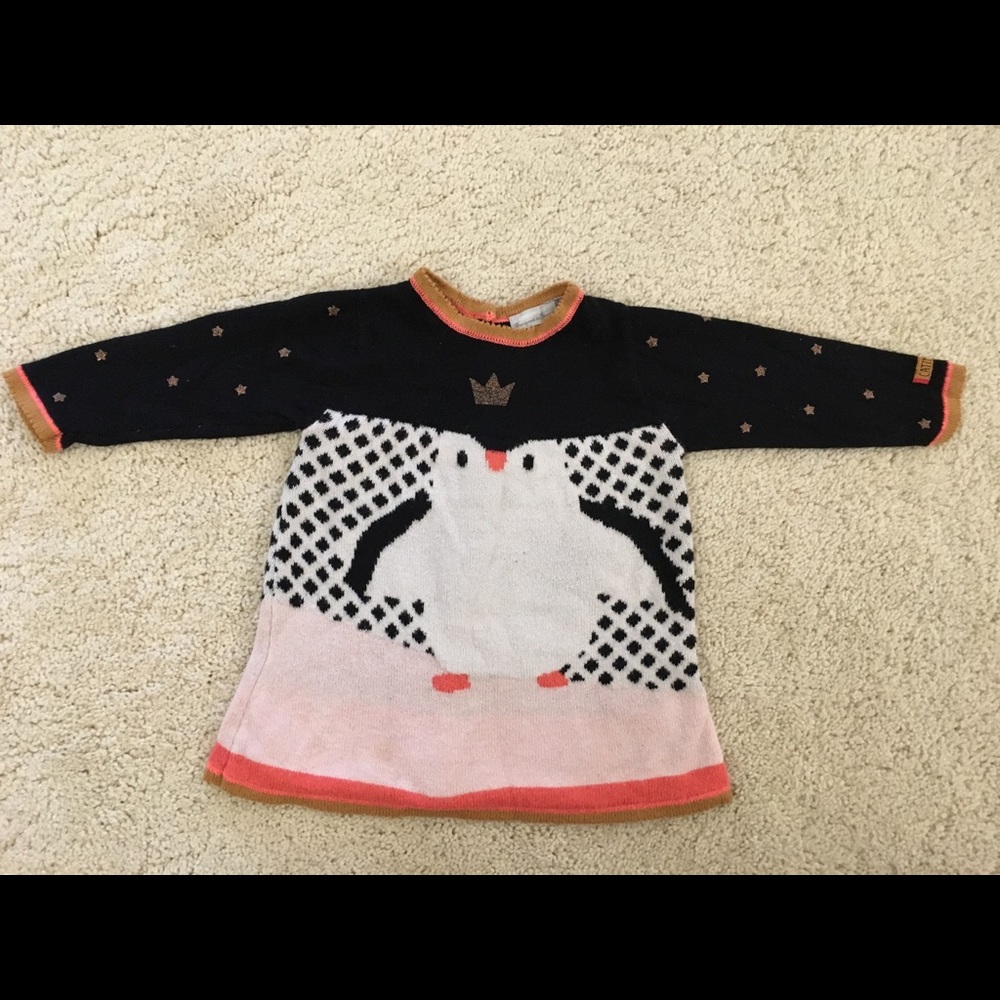 Catamini penguin long sleeved sweater dress