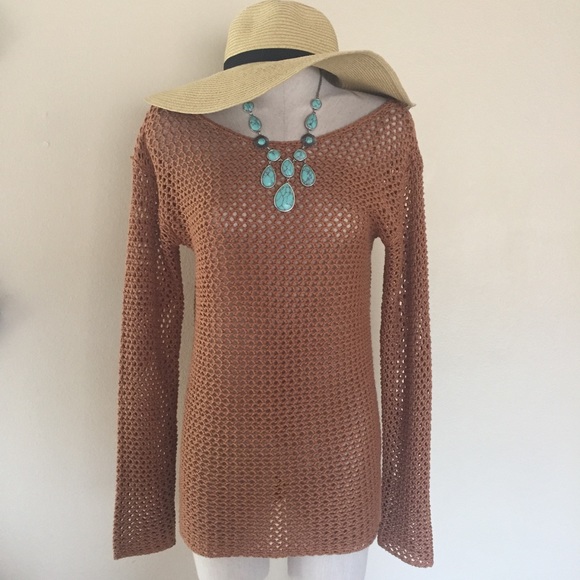 Rubbish Sweaters - Nordstrom Rubbish Rust Woven Fish Net Sweater