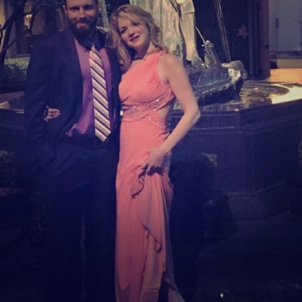 Gorgeous peach formal dress, open back