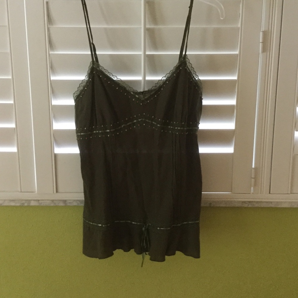 Dark Green Spaghetti Strap Shirt.
