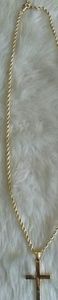 Mens 10k gold rope chain w/ cross