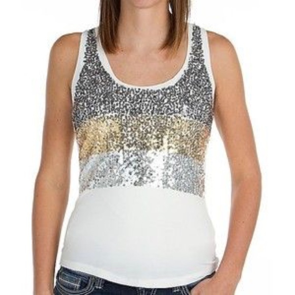 Sequin stripe tank top