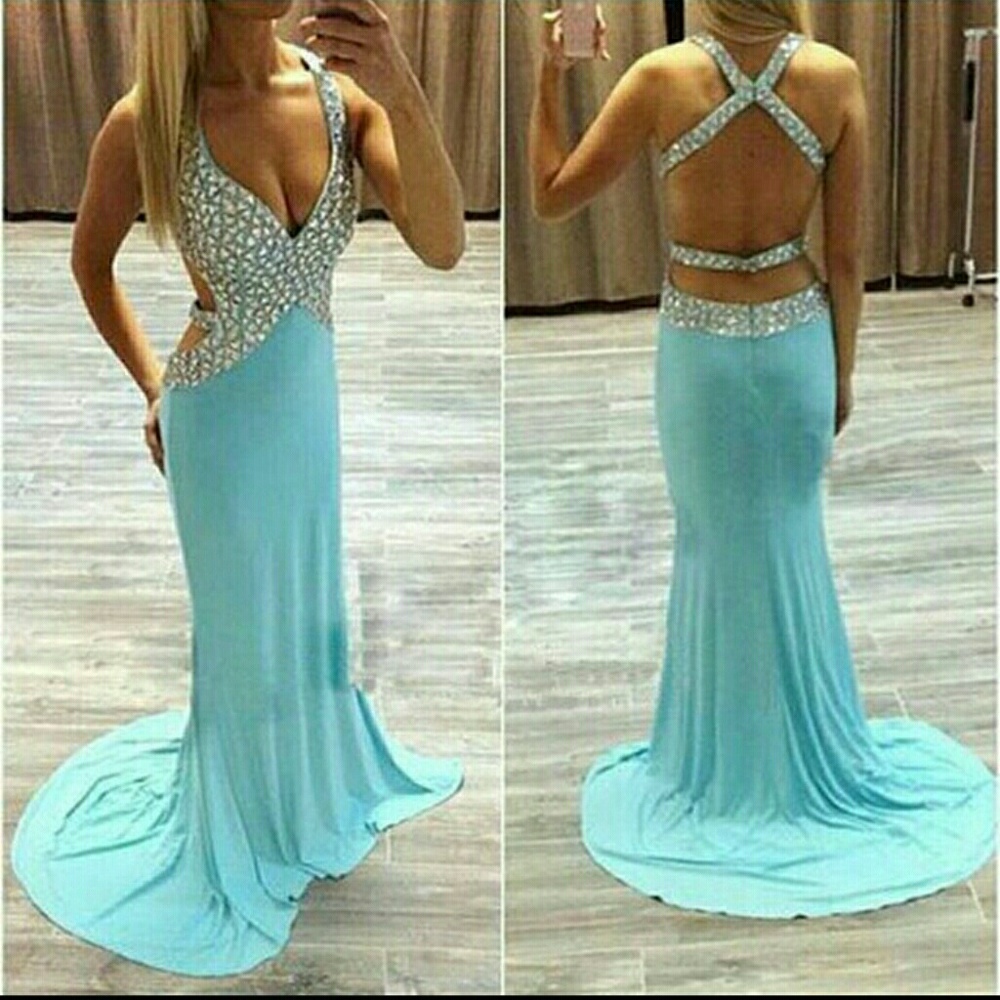 Baby Blue Chiffon floor-length dress