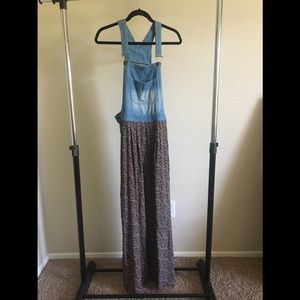 Denim/ overall top floral maxi