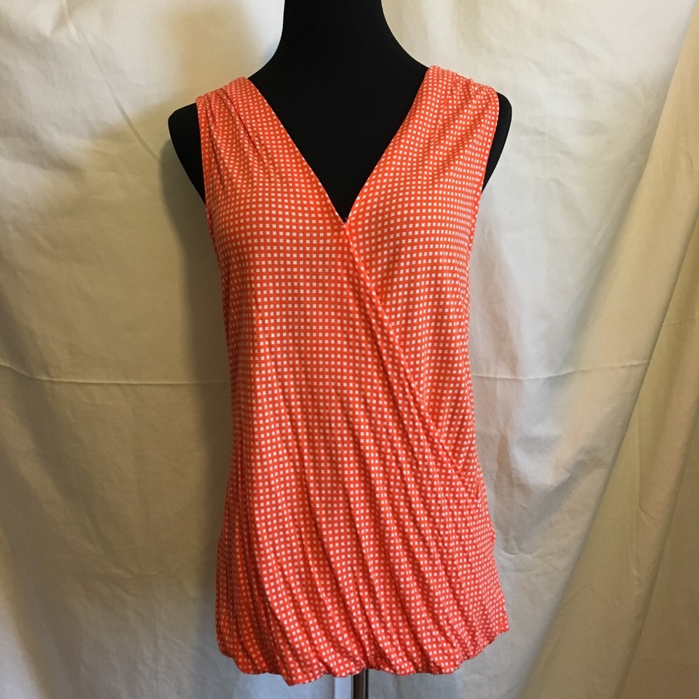 Orange & White Faux Wrap Top