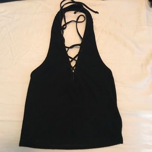 Project Social T from UO lace up halter crop top