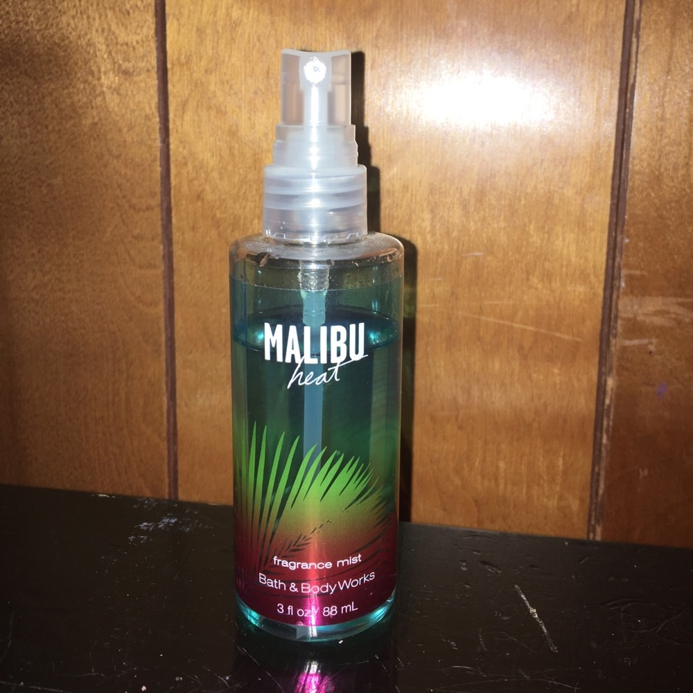 A travel sized Malibu heat fragrance mist