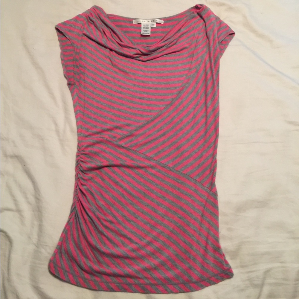 Max Studio pink/gray stripe top