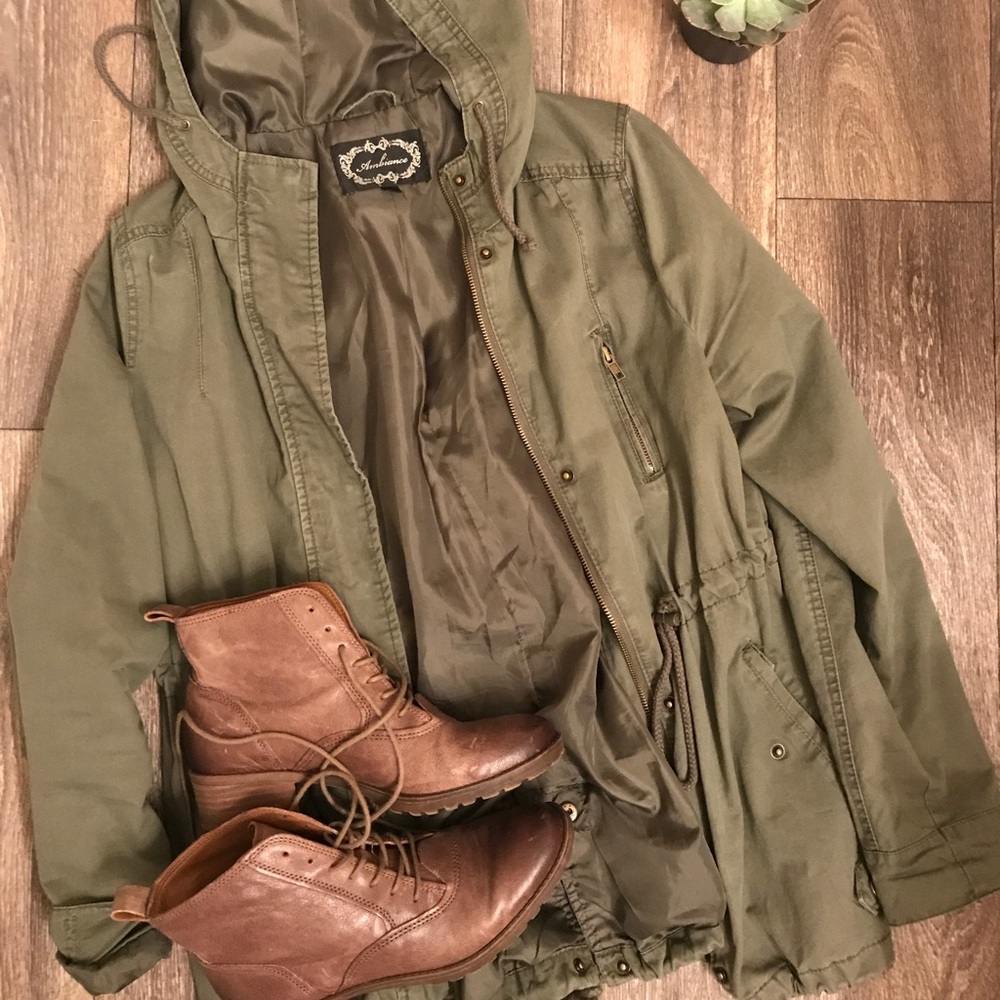 Green military utility jacket