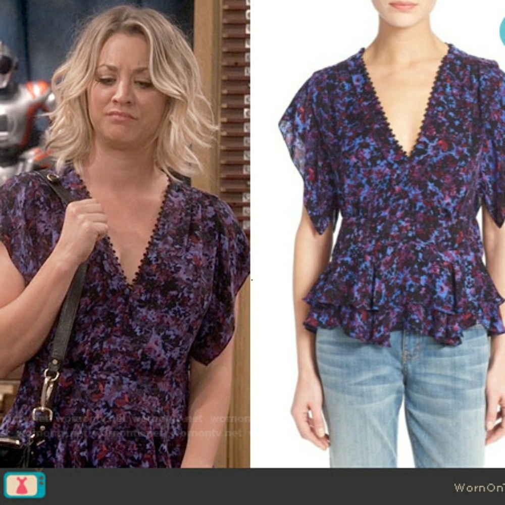 Rebecca taylor silk ruffled peplum blouse
