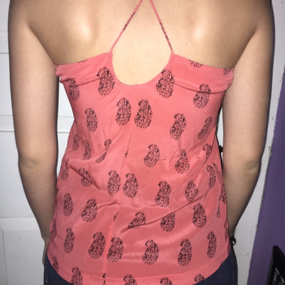Coral silk tank with paisley design - Picture 2 of 3