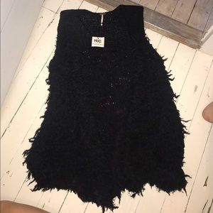 Black shag free people vest