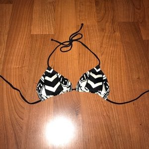 Black and White Patterned Bikini Top