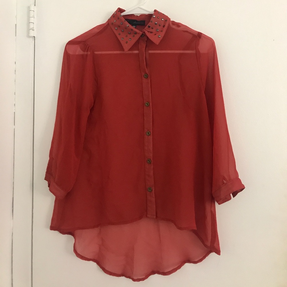 Button Up Orange Blouse!