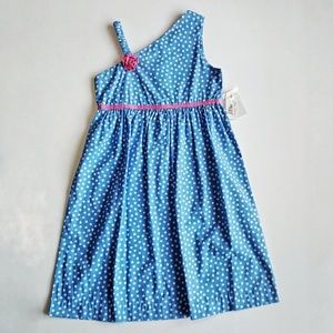 Girl's Blue and White Polk-A-Dot Dress