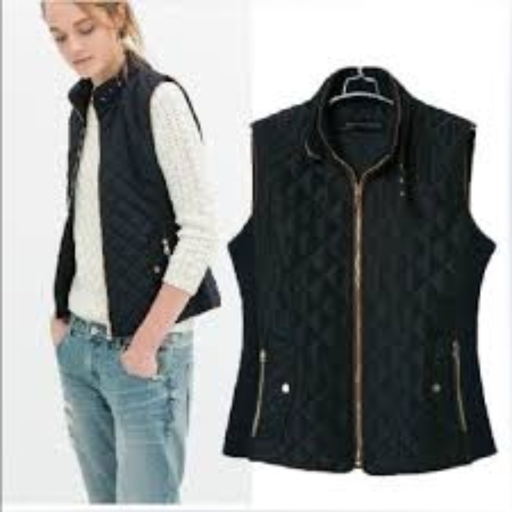 Navy quilted vest