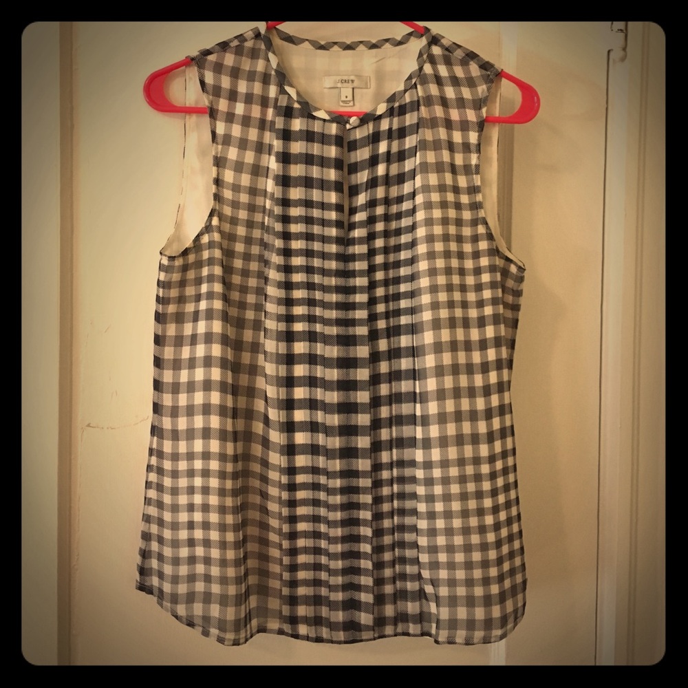 Sleeveless checkered J. Crew blouse