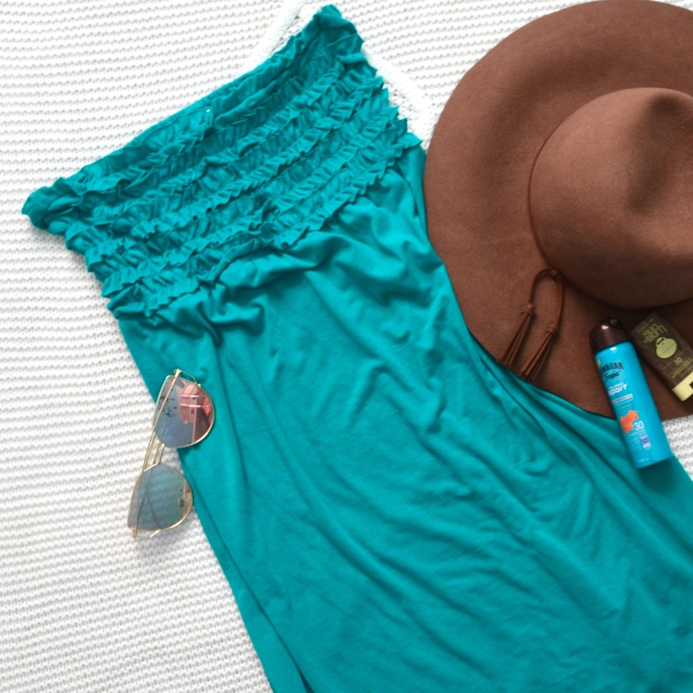 Dark Turquoise Ruffle Swimsuit Cover-Up