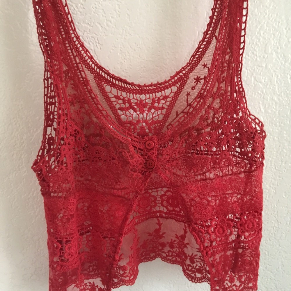 Urban Outfitters (Blue Kimchi) Red Lace Tank