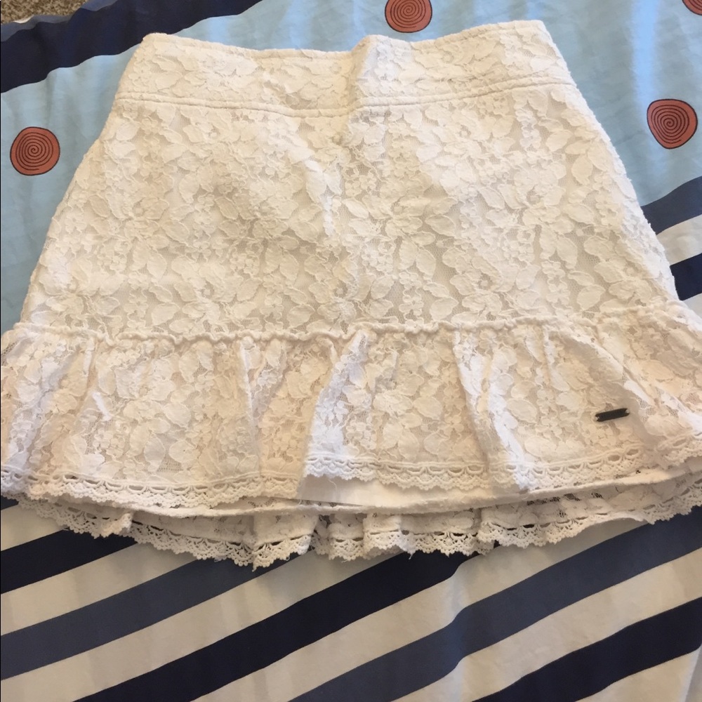 Hollister white lace skirt