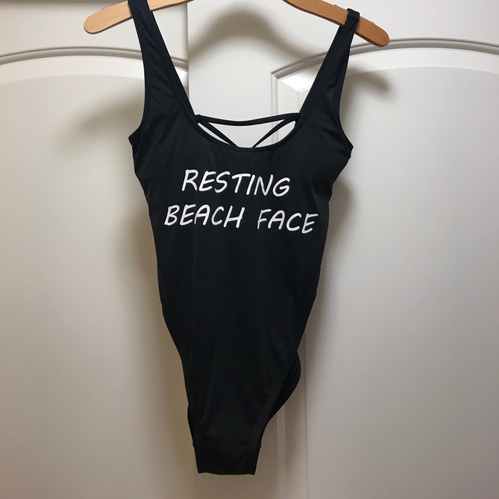 "Resting Beach Face" one-piece swimsuit!