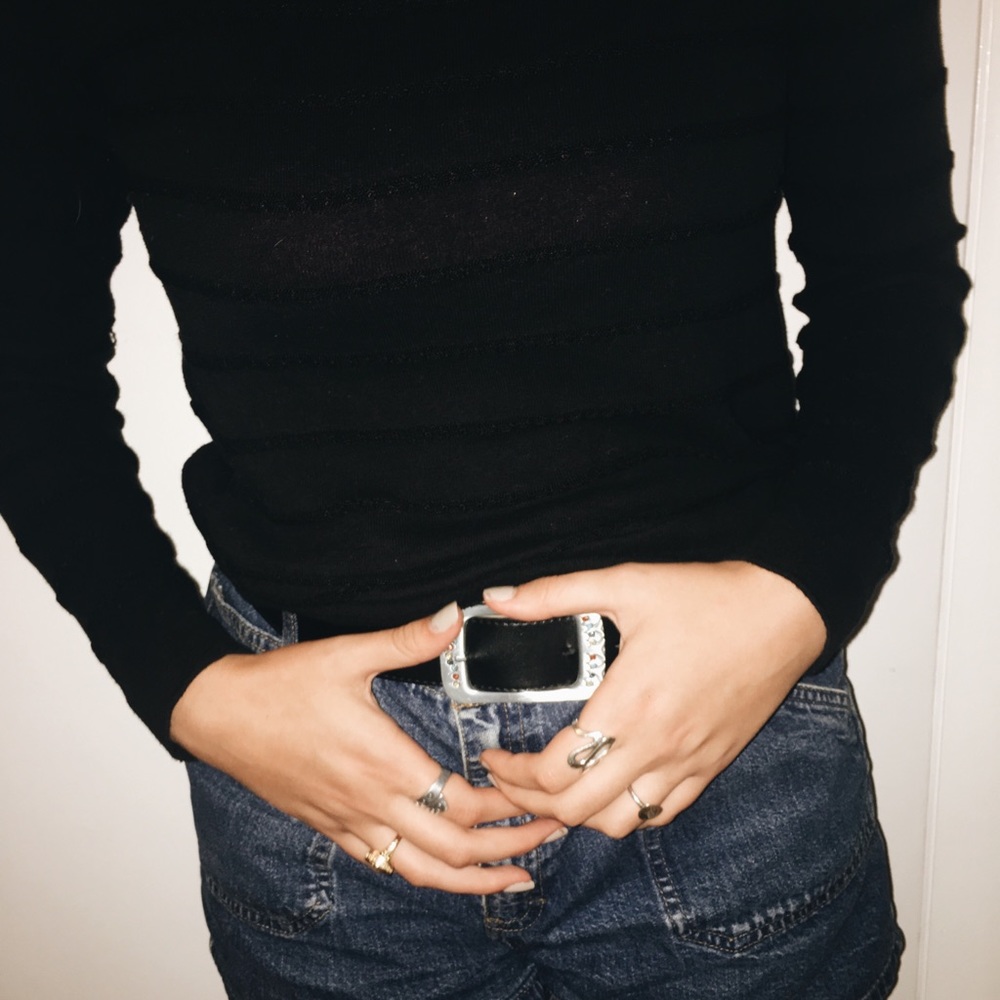 SOLD Black Striped Sweater