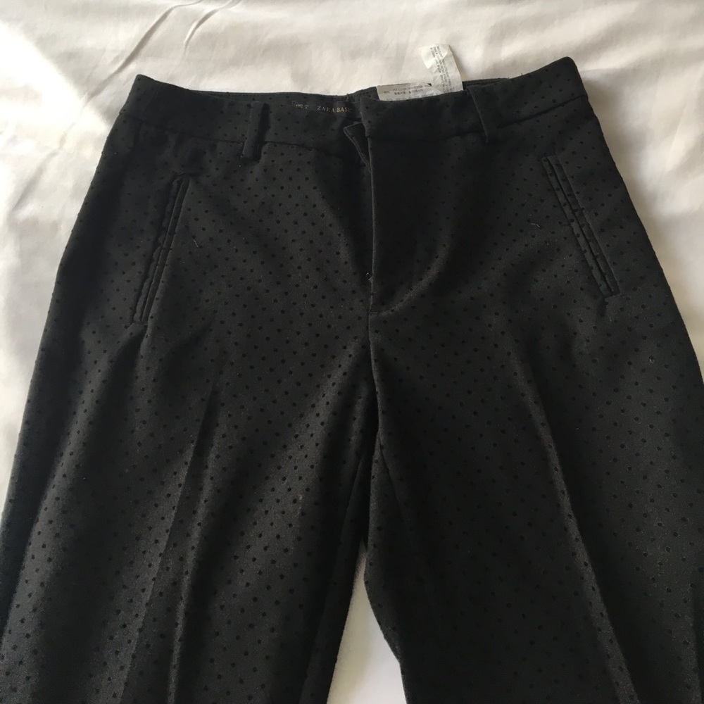 Zara black dress pants w/ black polka dots size 4