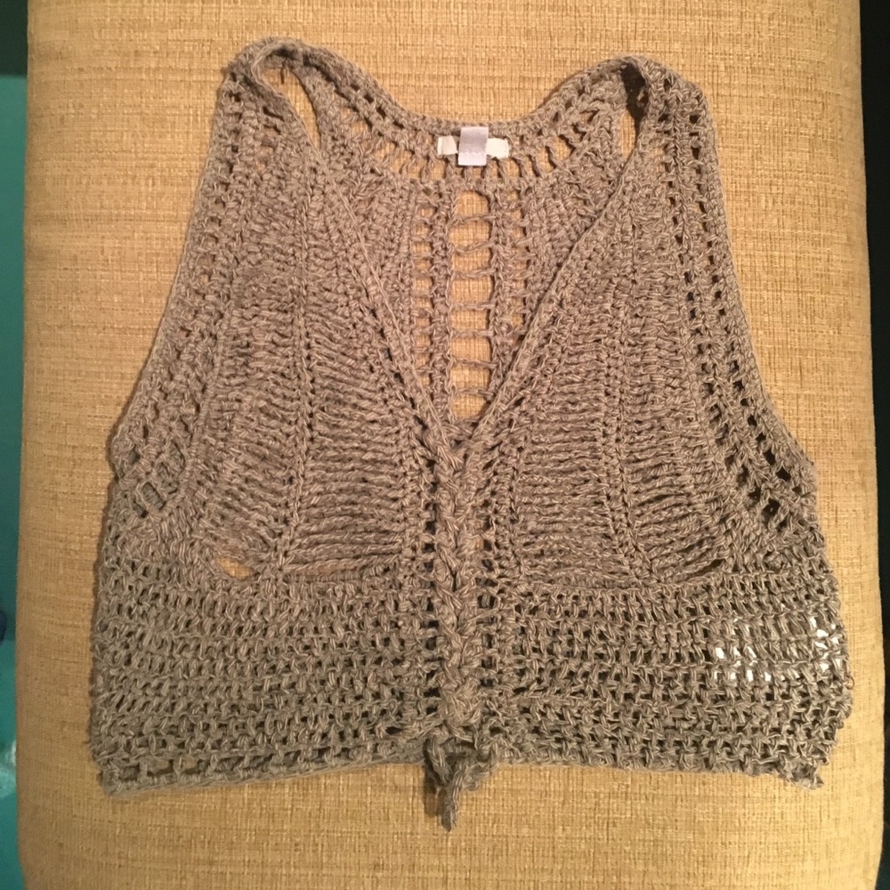 Ecoté Olive Green Crochet Crop Top
