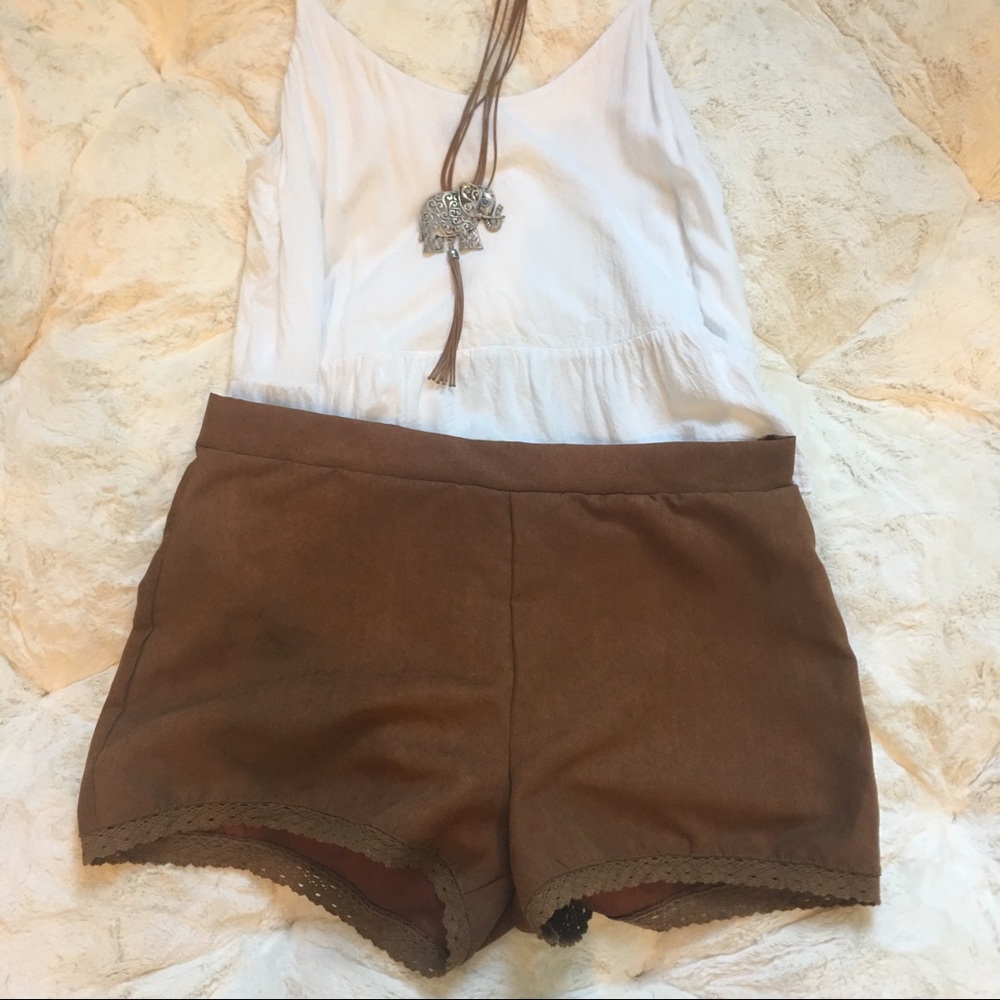 About A Girl Brown Suede like material shorts