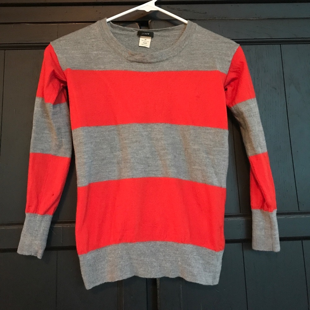 JCREW Red and Gray Stripe Tippi Sweater