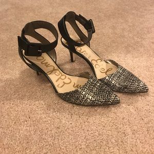 Sam Edelman heels in black/white snake skin
