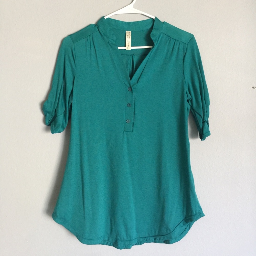 Teal Button Blouse