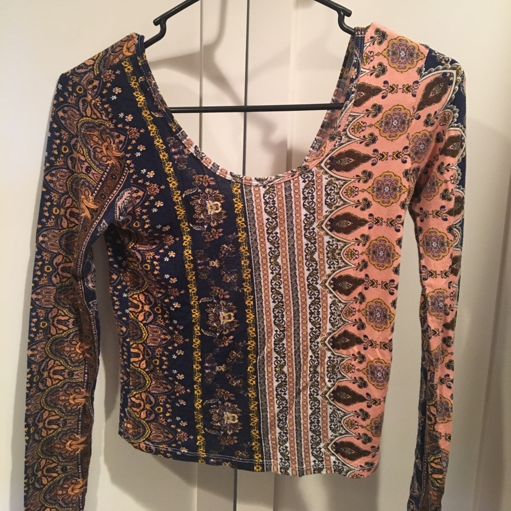LA HEARTS patterned long sleeve top