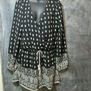 Black and ivory romper