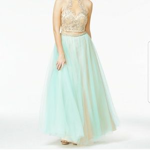 2 Piece Aqua Prom Dress