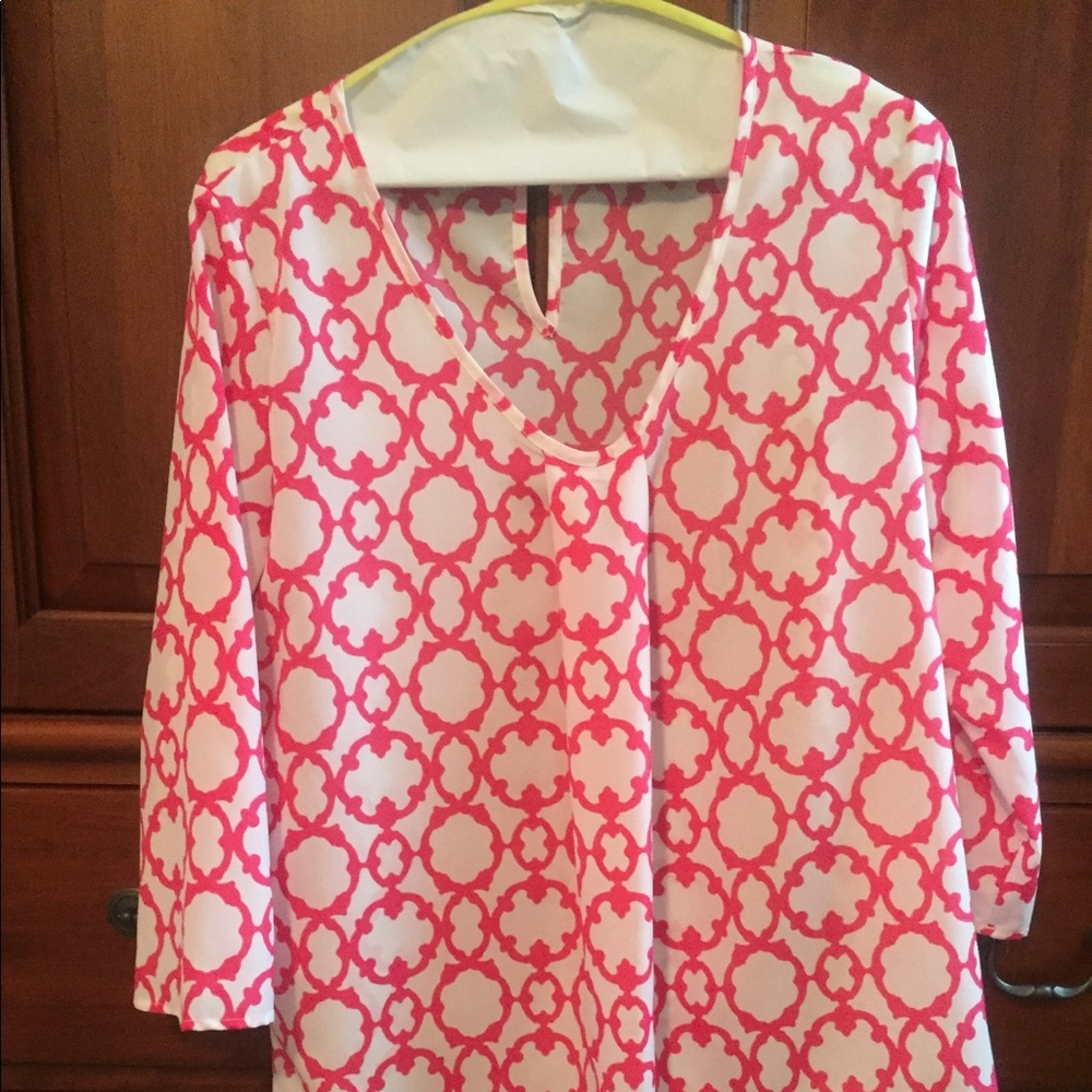 Pink and white blouse