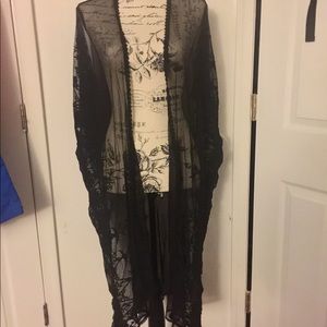 Black Lace Floral Evening Drape