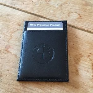 Men's BMW Small Leather Wallet-Black