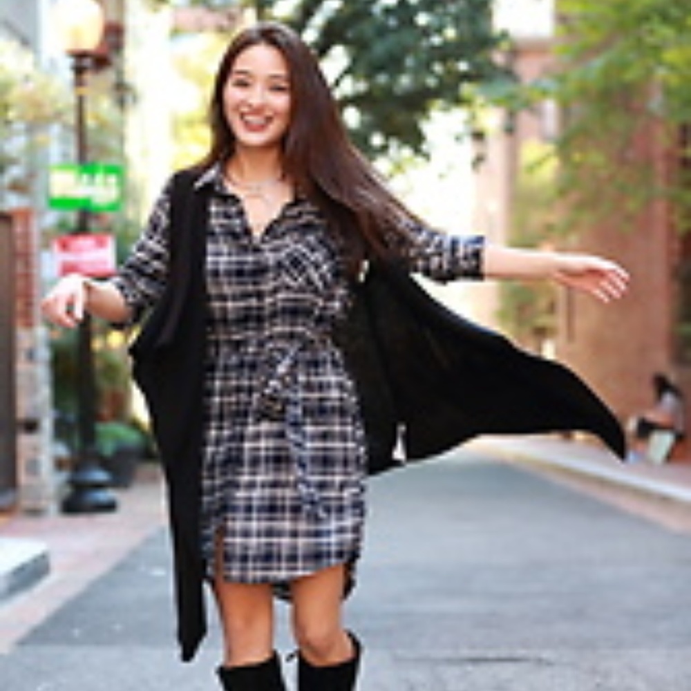 Black and white plaid tshirt dress