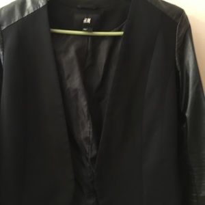 Black H&M blazer with leather detail.