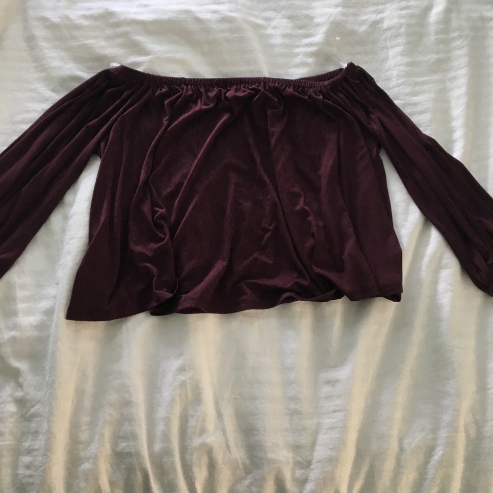 maroon off the shoulder top NWOT