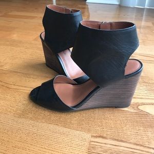 Lucky Brand black leather wedges
