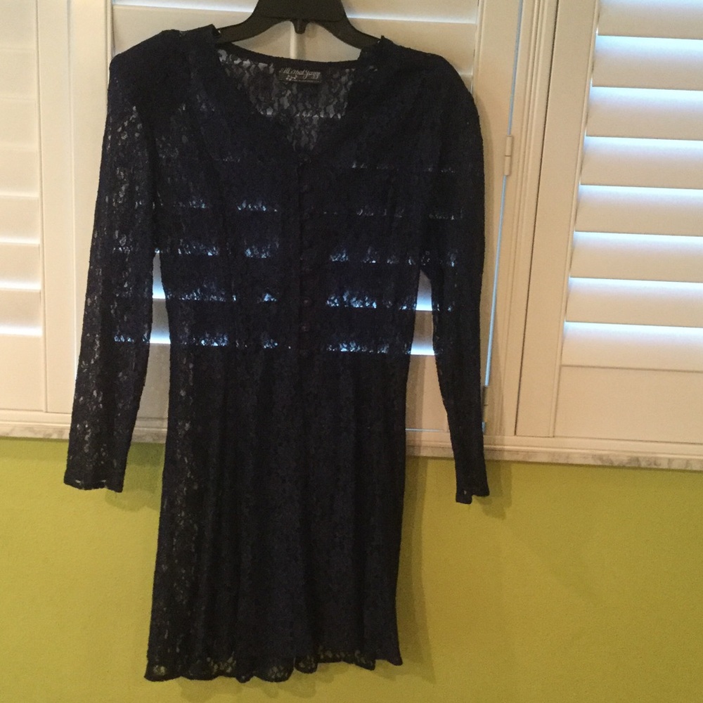 Blue long sleeve lace cover up