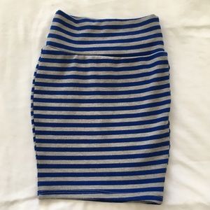 Blue and grey striped Lularoe pencil skirt