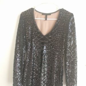 BCBG Sequin Long Sleeve Dress