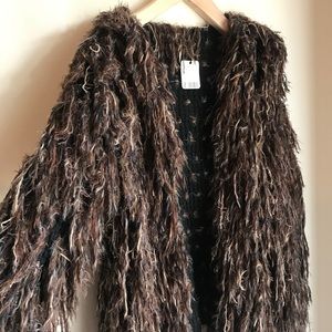 Free People Multi-Colored Shag Coat