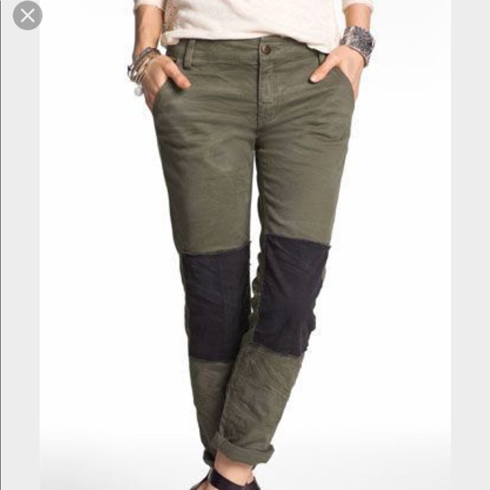 Free People Olive Green/Black Skinny Chinos