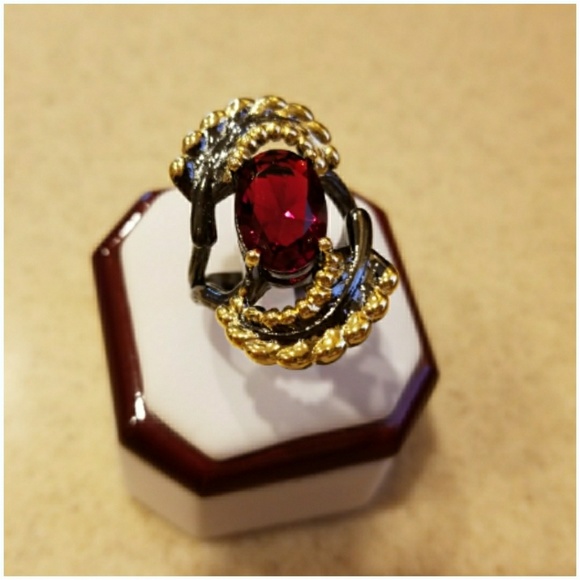 Genuine 5ct Oval Ruby Art Ring Size 8